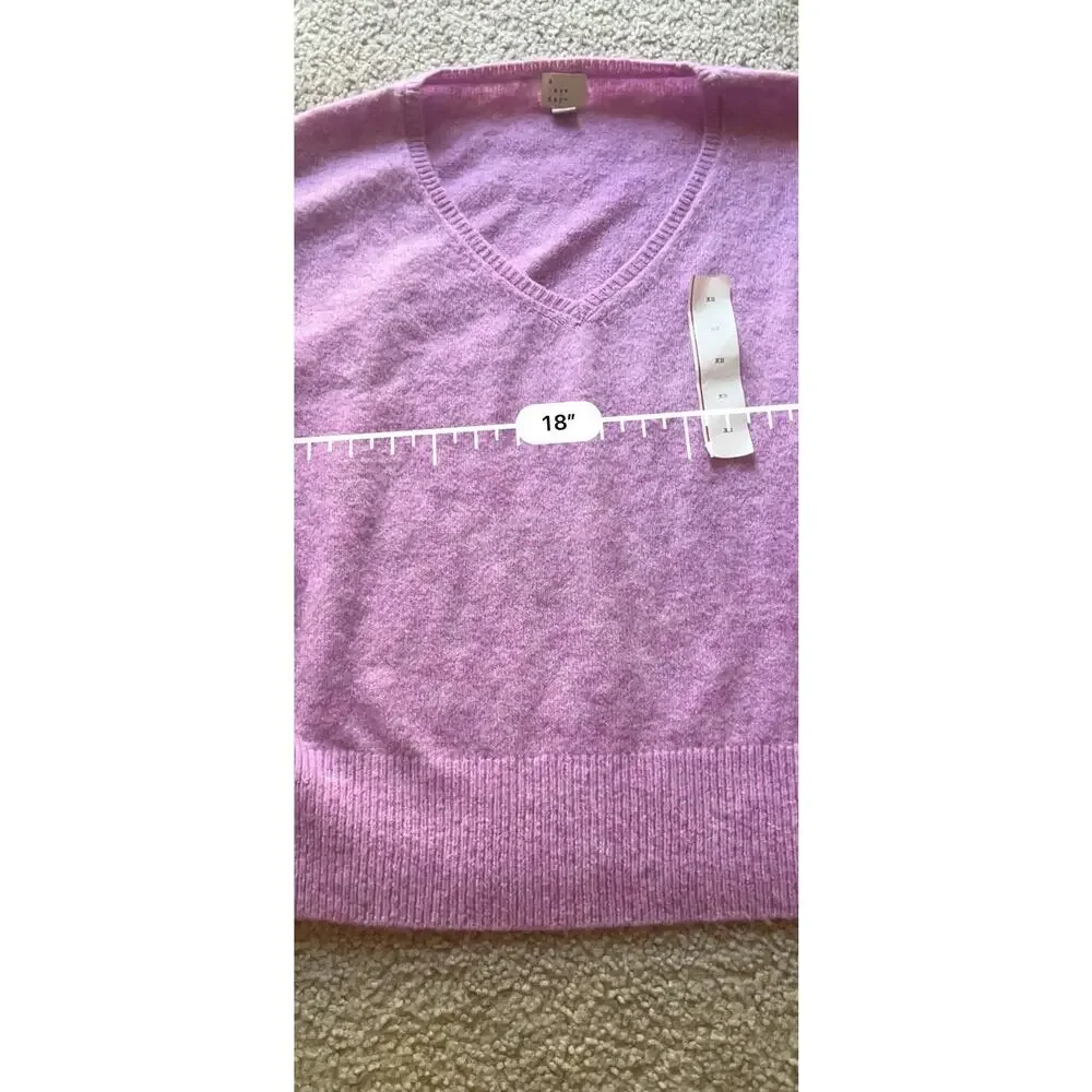 A New Day Women's Cozy Knit V-Neck Pullover Sweater Purple XS